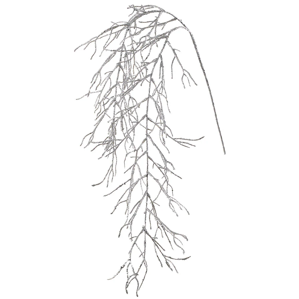 41" Glittered Artificial Twig Stem -Silver (Pack of 12)