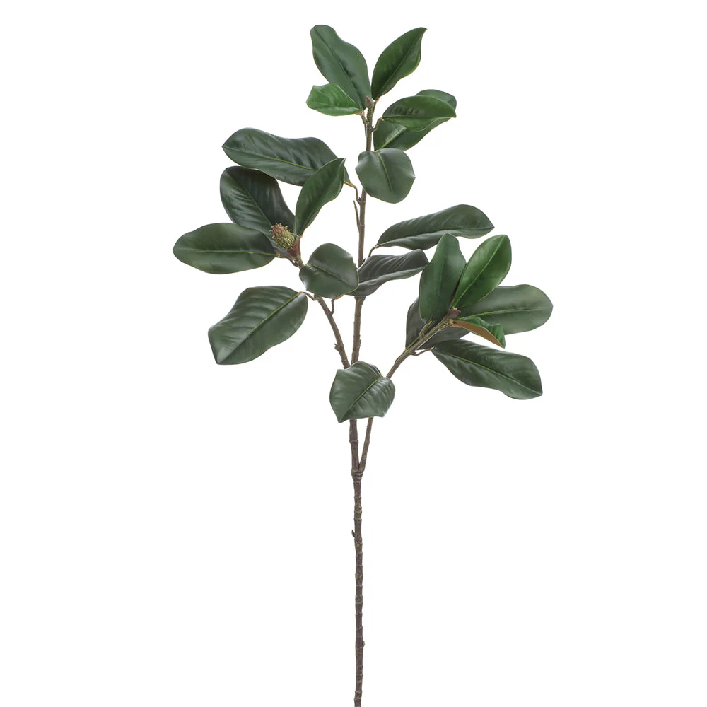 41" Magnolia Leaf With Bud Silk Stem -Green (Pack of 12)
