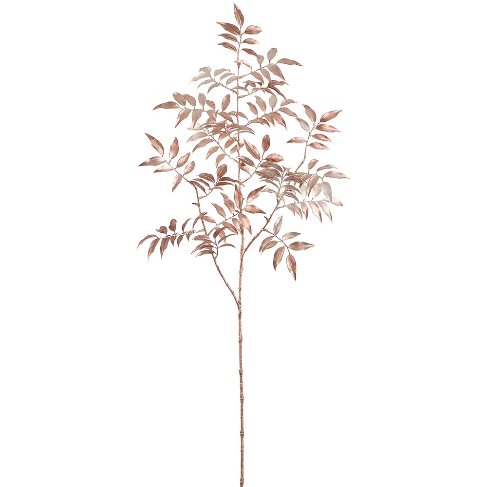41" Metallic Artificial Ruscus Leaf Stem -Rose Gold (Pack of 12)