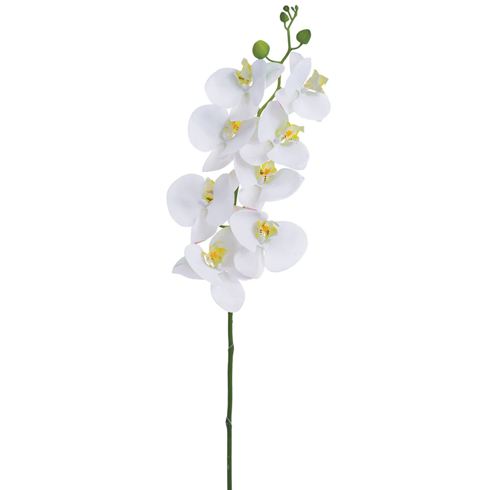 41" Phalaenopsis Orchid Silk Flower Stem -White (Pack of 12)