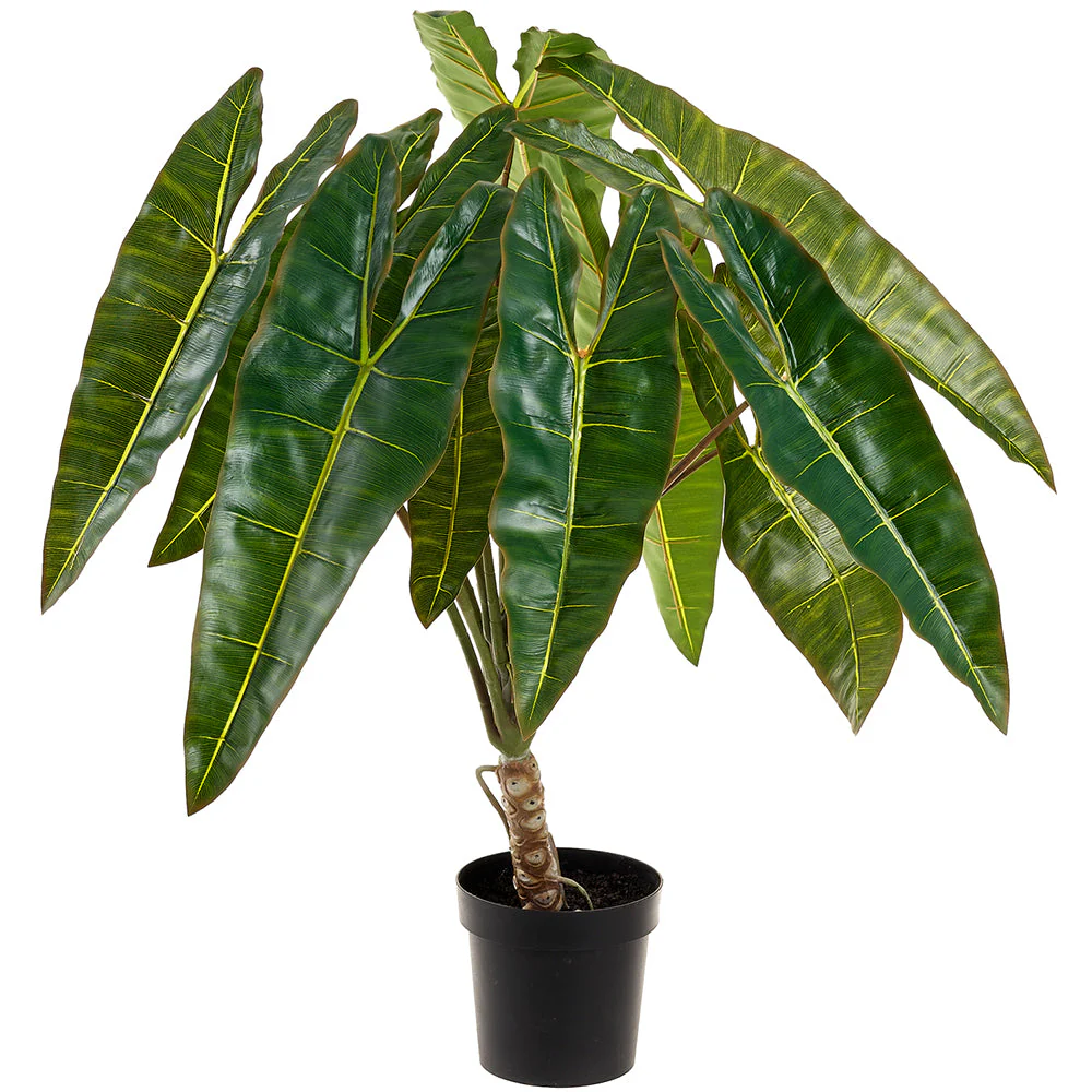 41" Philodendron Spiritus Sancti Leaf Silk Plant w/Plastic Pot -Green