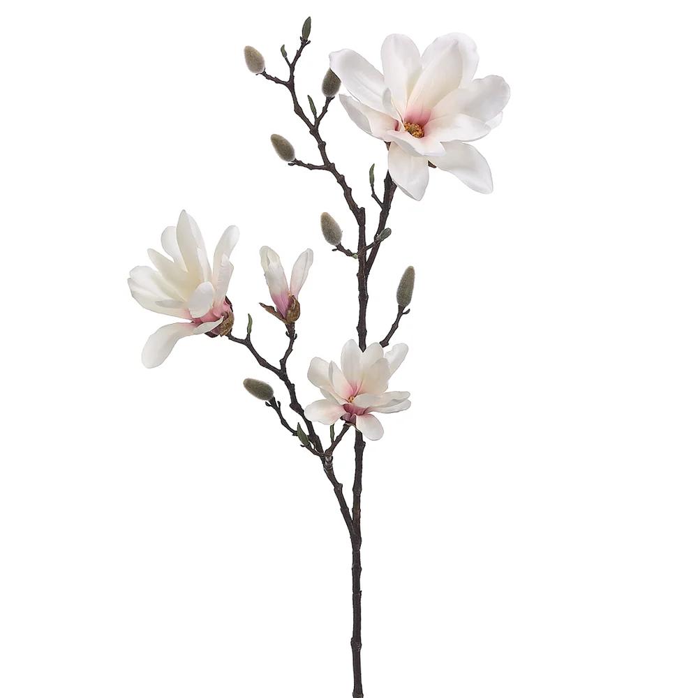 41" Silk Magnolia Flower Spray -Cream/Pink (Pack of 6)