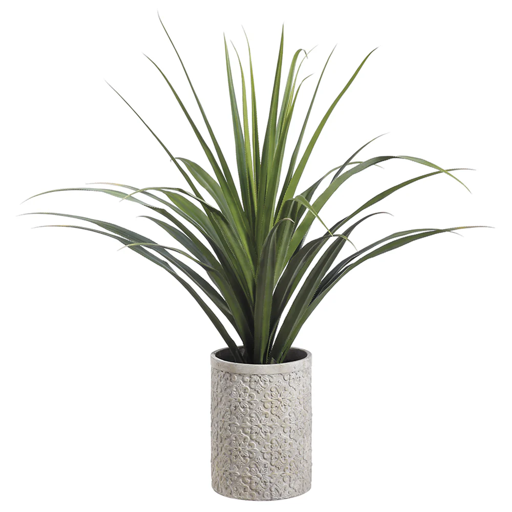 4'10" Dracaena Silk Plant w/Fiber Cement Planter -Green