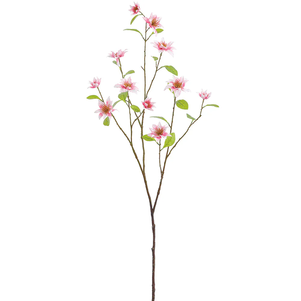 42.5" Clematis Silk Flower Stem -Pink (Pack of 6)
