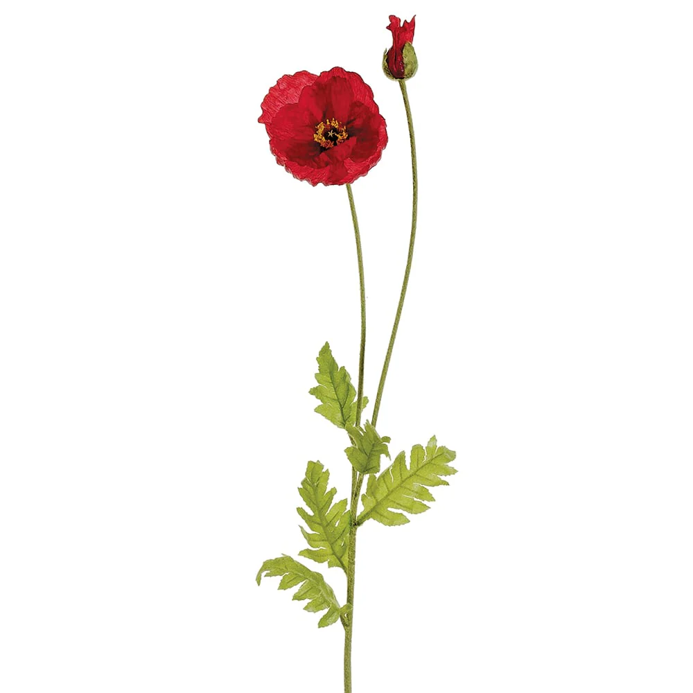 42.5" Silk Poppy Flower Spray -Red (Pack of 12)