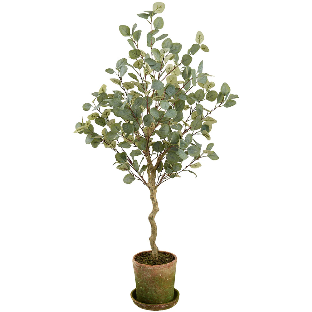 4'2" Eucalyptus Leaf Silk Tree w/Mgo Planter -Green/Gray (Pack of 2)