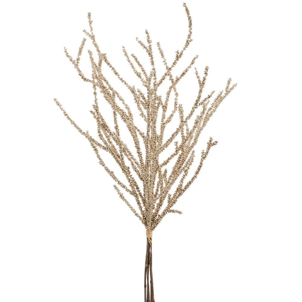 42" Glittered Artificial Mini Berry Stem Bundle -Gold (Pack of 12)