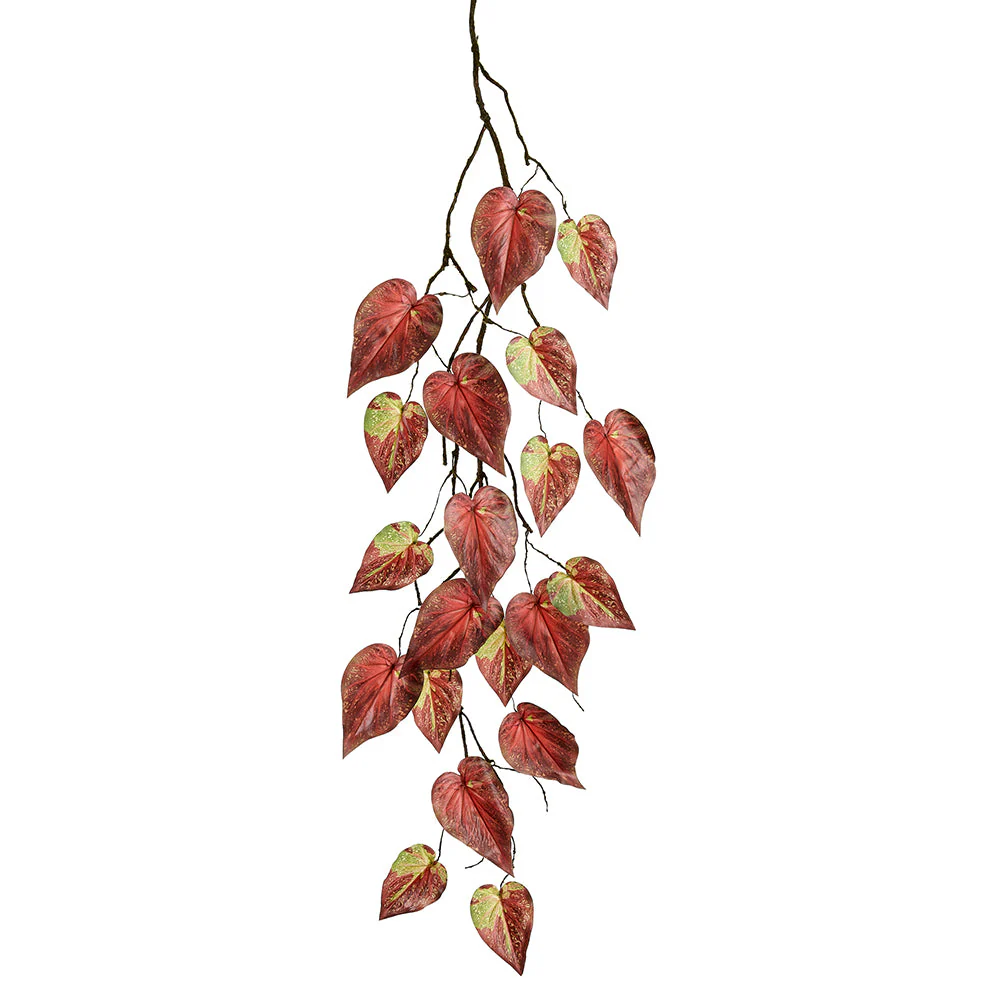 4'2" Heart-Leaf Philodendron Leaf Silk Garland -Burgundy/Green (Pack of 12)