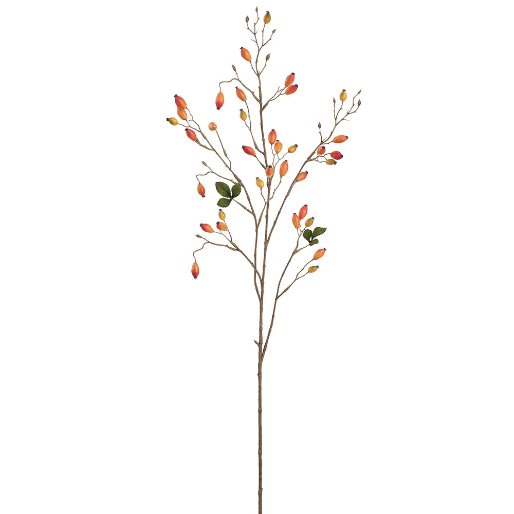 42" Rosehip Berry Artificial Stem -Orange (Pack of 12)
