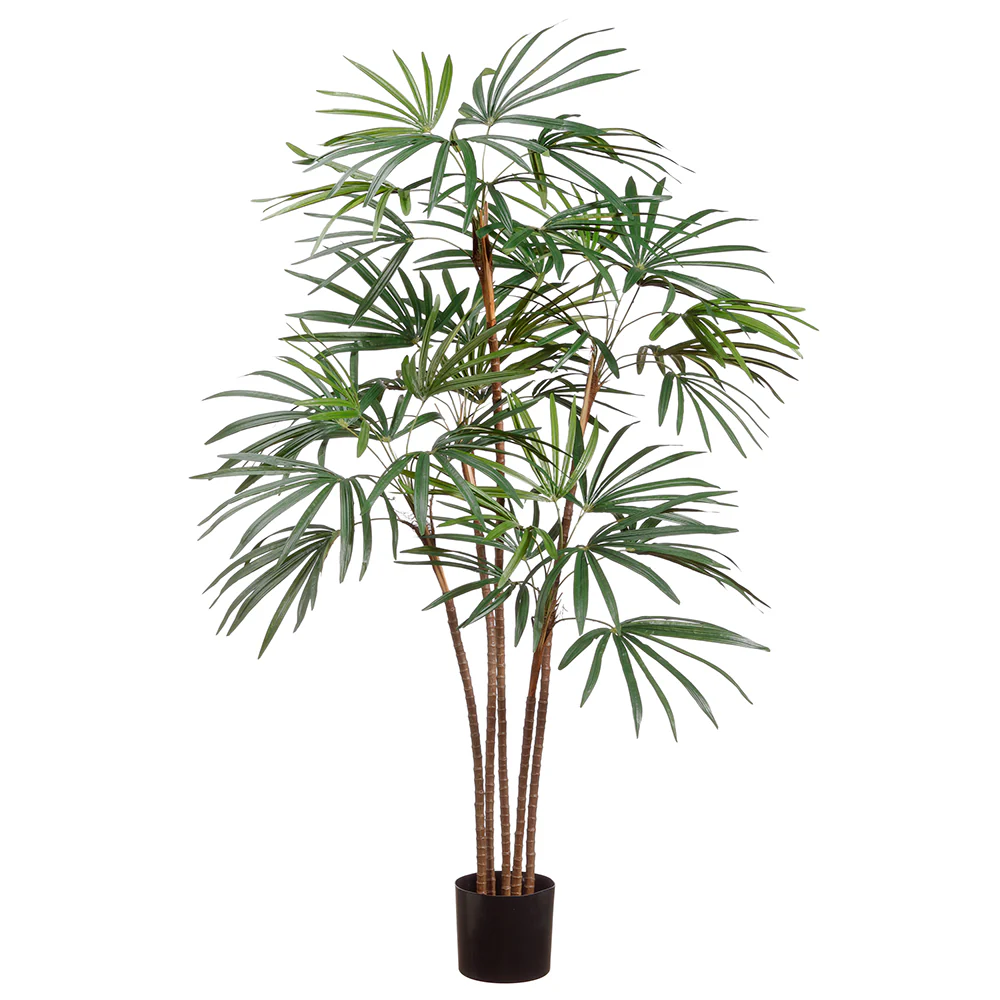 42" Silk Honey Lady Palm Plant w/Pot -Green (Pack of 2)