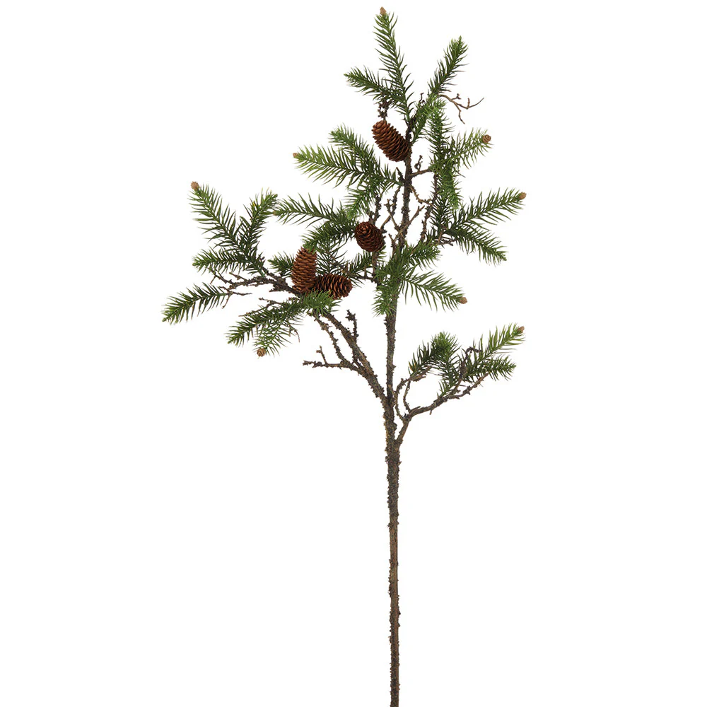 43.5" Artificial Pine & Pinecone Stem -Green/Brown (Pack of 6)