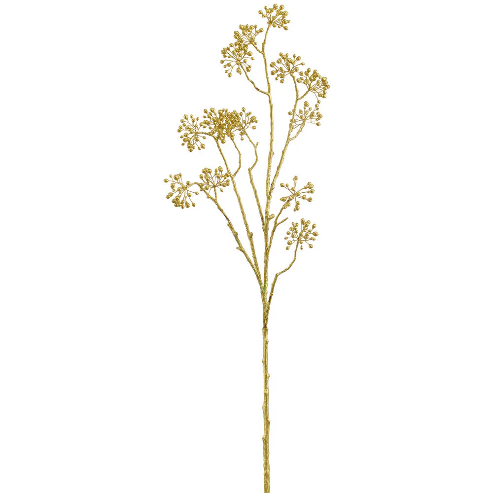 43" Glittered Metallic Berry Artificial Stem -Gold (Pack of 6)