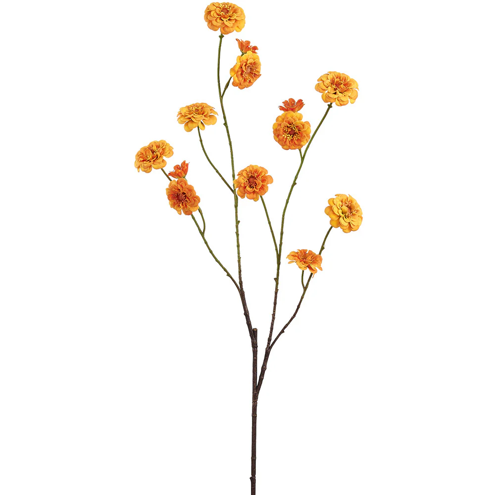 43" Zinnia Silk Flower Stem -Orange (Pack of 12)