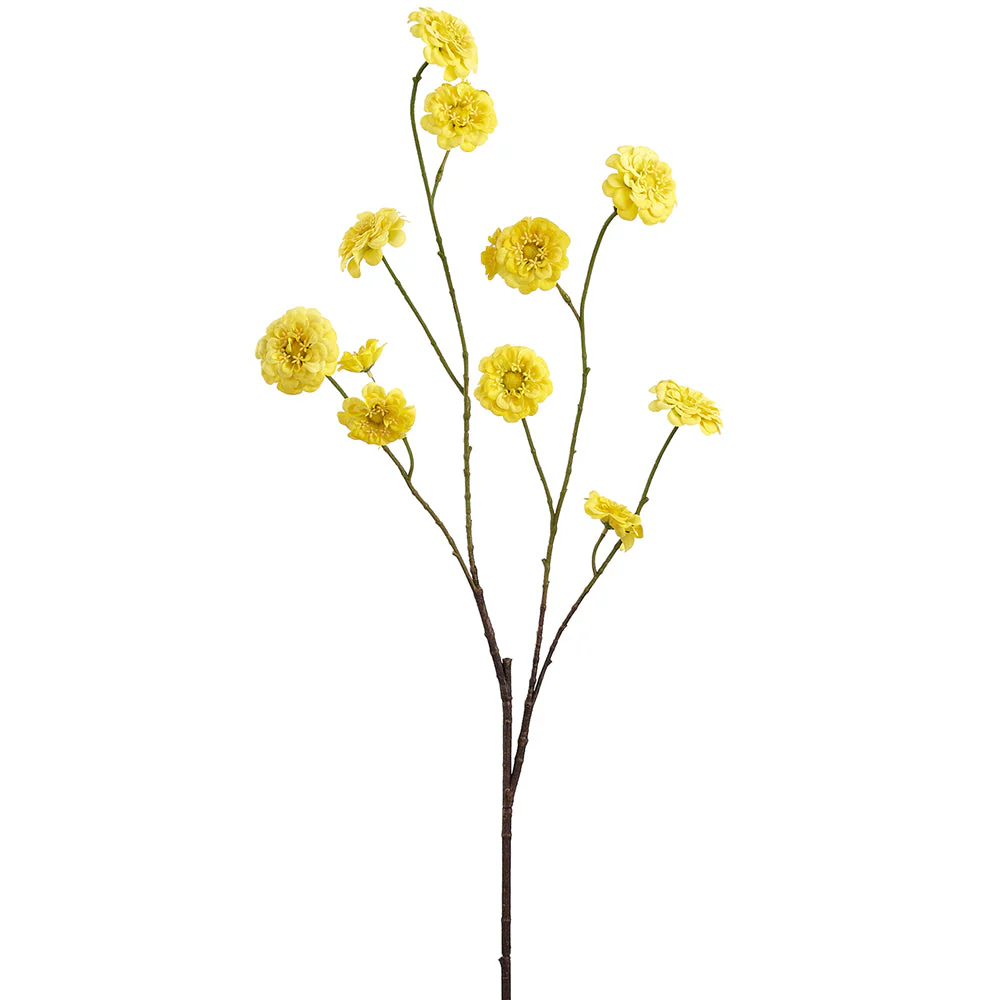 43" Zinnia Silk Flower Stem -Yellow (Pack of 12)