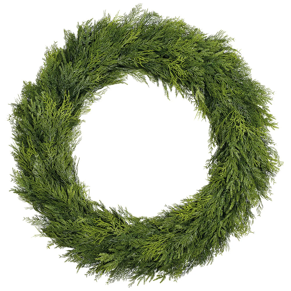 44" Artificial Deluxe Mixed Cedar Wreath -Green