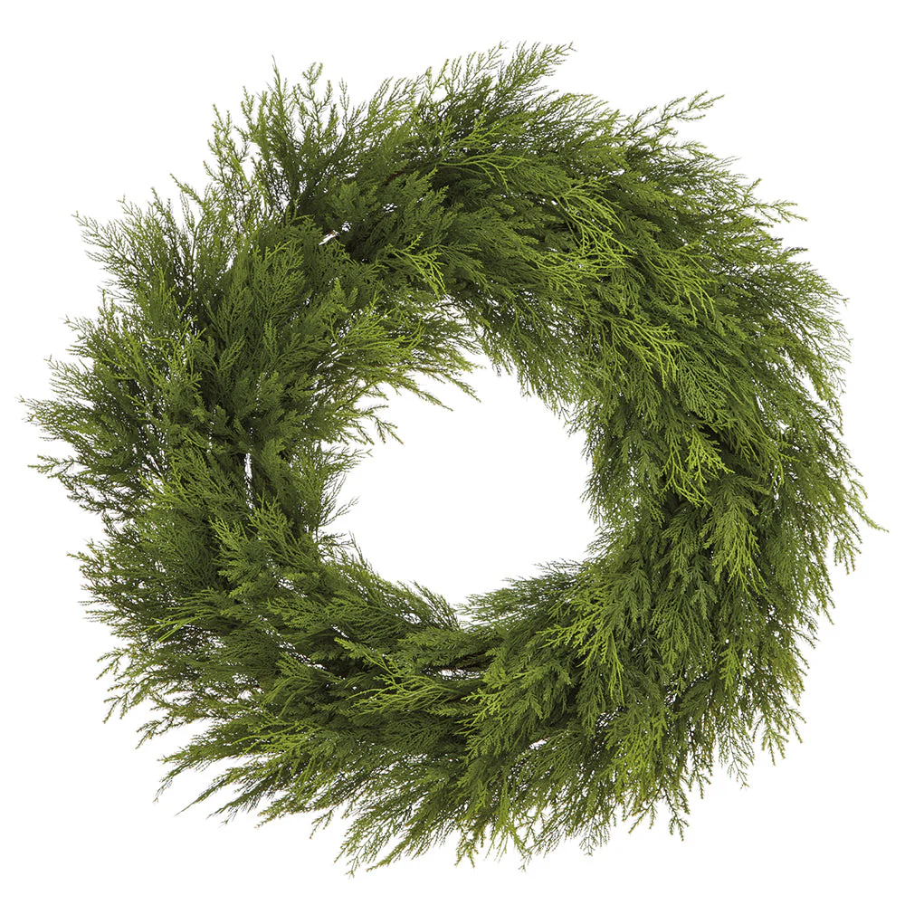 44" Deluxe Artificial Mixed Cedar Wreath -Green