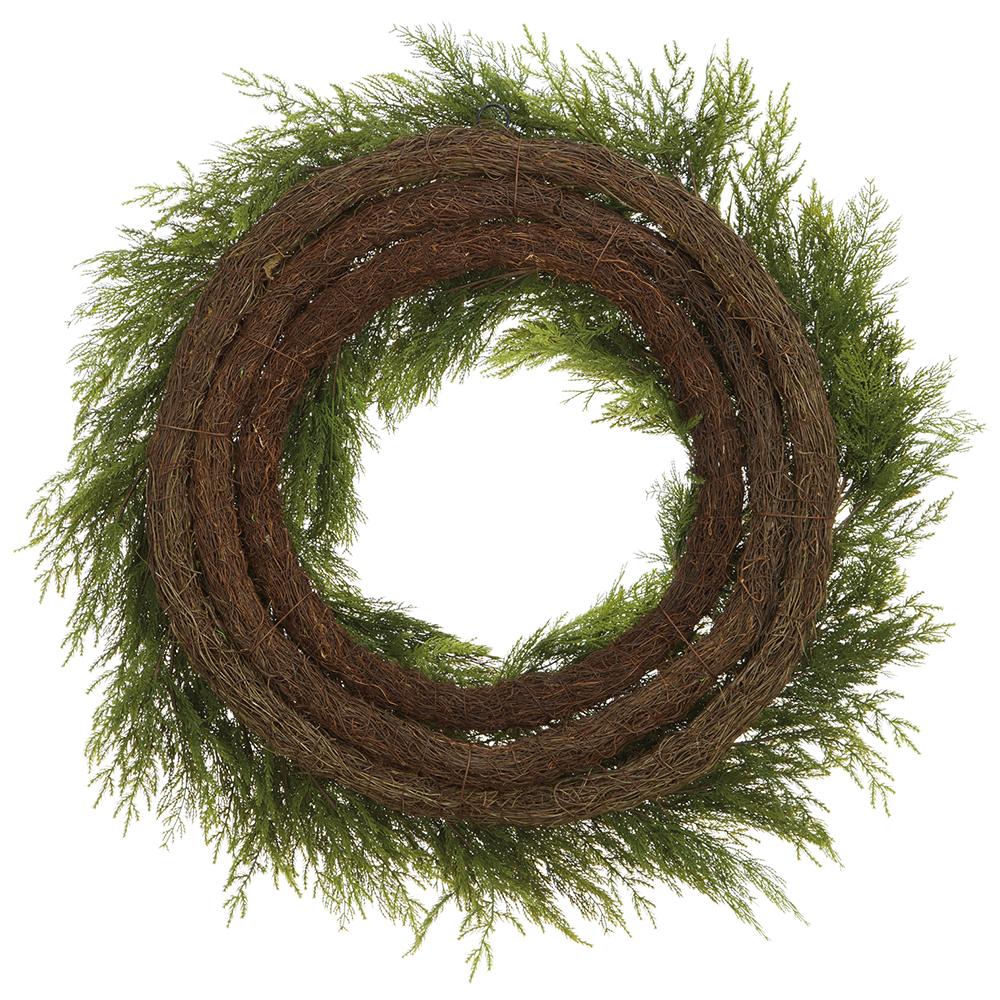 44" Deluxe Artificial Mixed Cedar Wreath -Green - Image 2