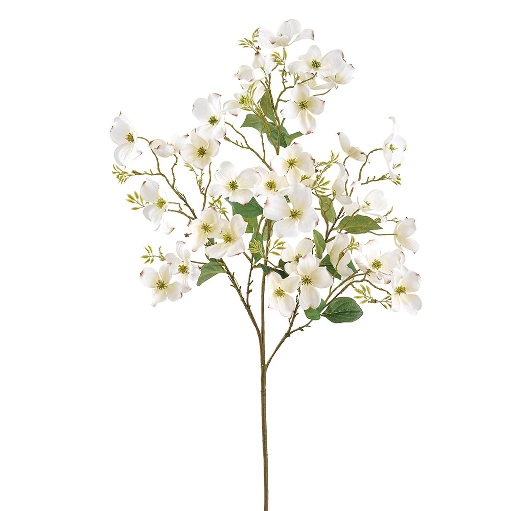 44" Dogwood Blossom Silk Flower Stem -White (Pack of 4)