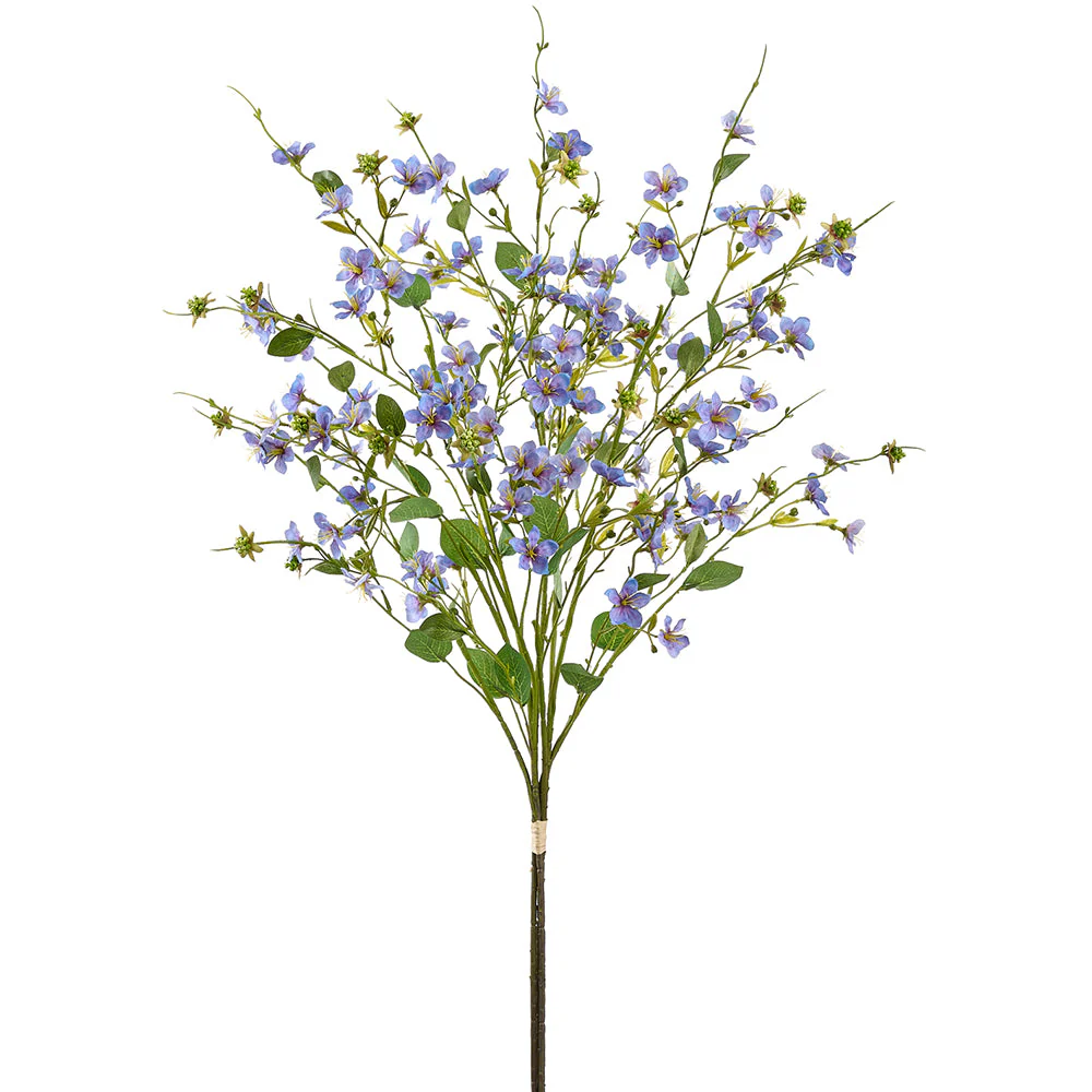 44" Hand-Wrapped Rose Myrtle Silk Flower Stem Bundle -Helio (Pack of 6)