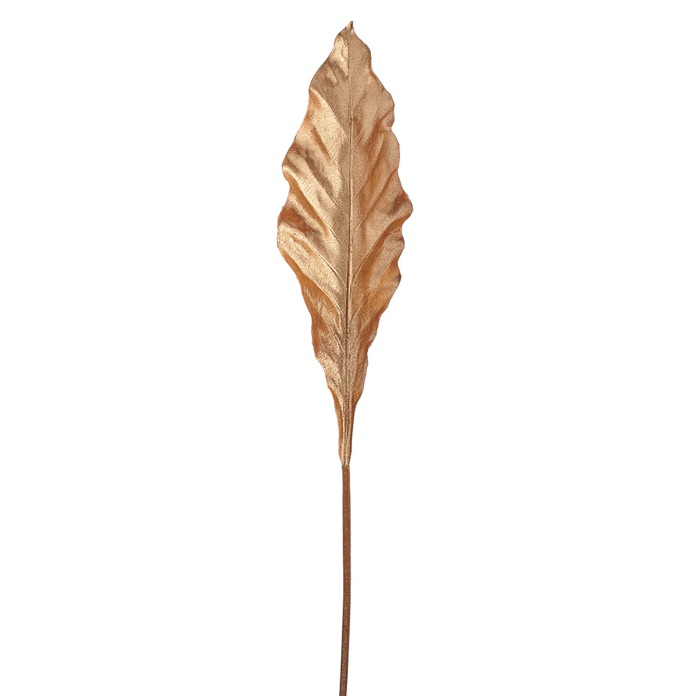 44" Metallic Artificial Bird's Nest Fern Leaf Stem -Champagne/Gold (Pack of 12)