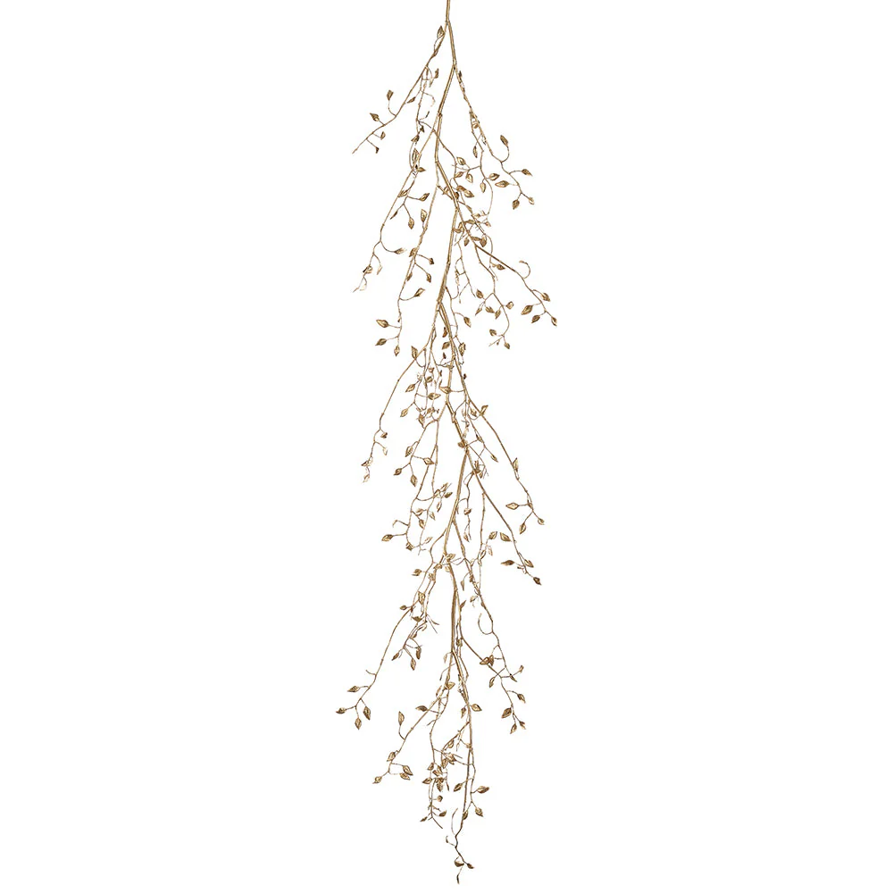 4'4" Metallic Artificial Mini Leaf Garland -Gold (Pack of 12)