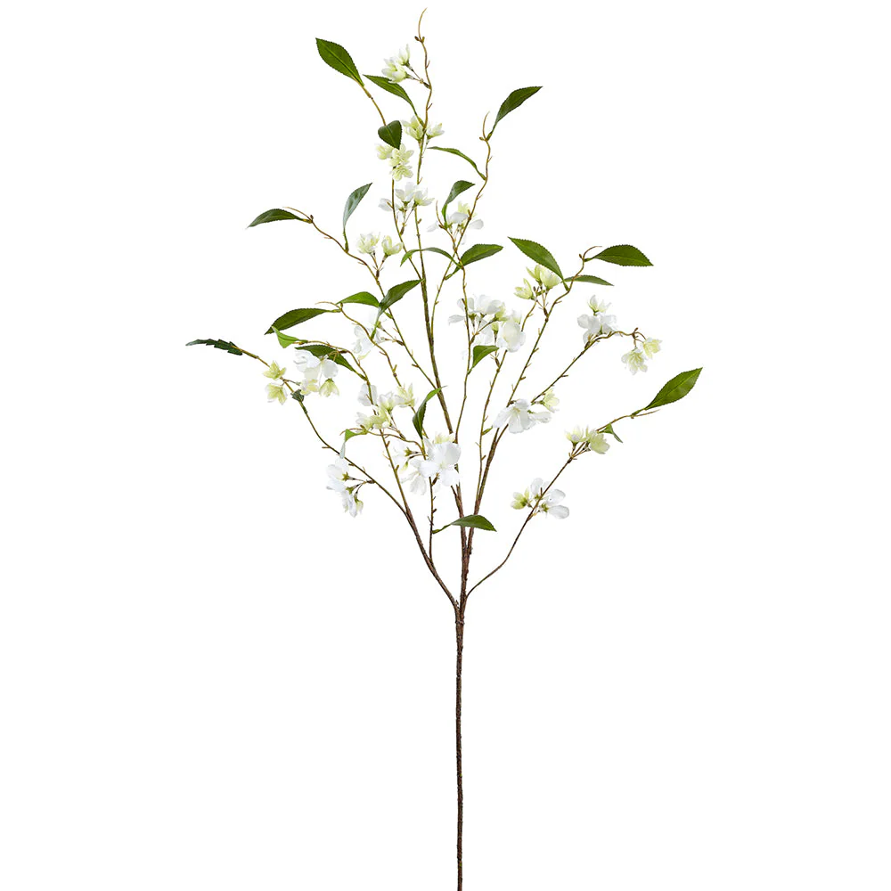 44" Rose Myrtle Silk Flower Stem -White (Pack of 12)