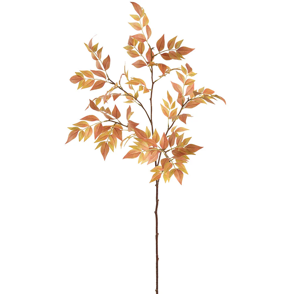 44" Silk Nandina Leaf Stem -Brown/Mustard (Pack of 12)