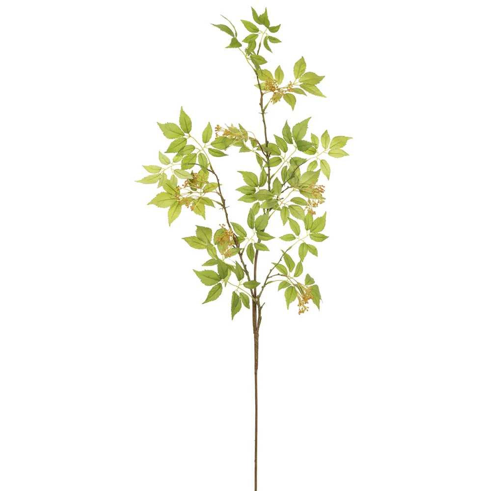 44" Silk Nandina Leaf Stem -Green (Pack of 12)