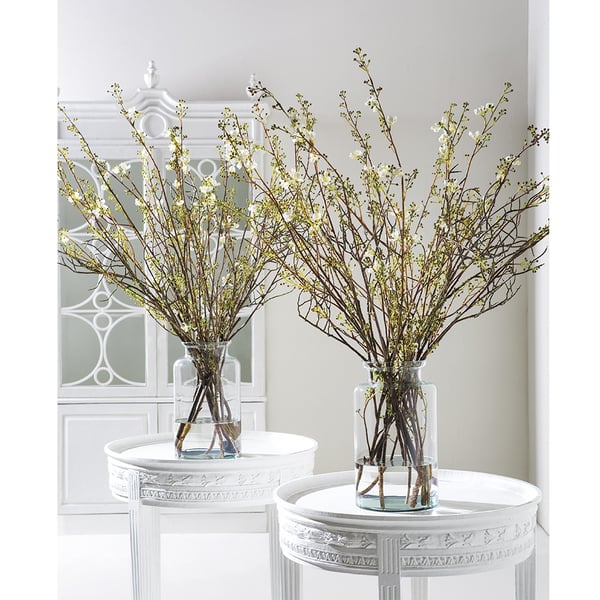 45.5" Artificial Berry Branches Arrangement w/Glass Vase -White/Green - Image 2