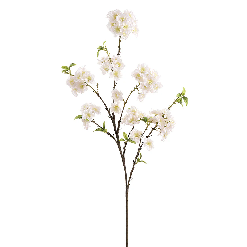 45" Cherry Blossom Silk Flower Stem -Cream (Pack of 8)