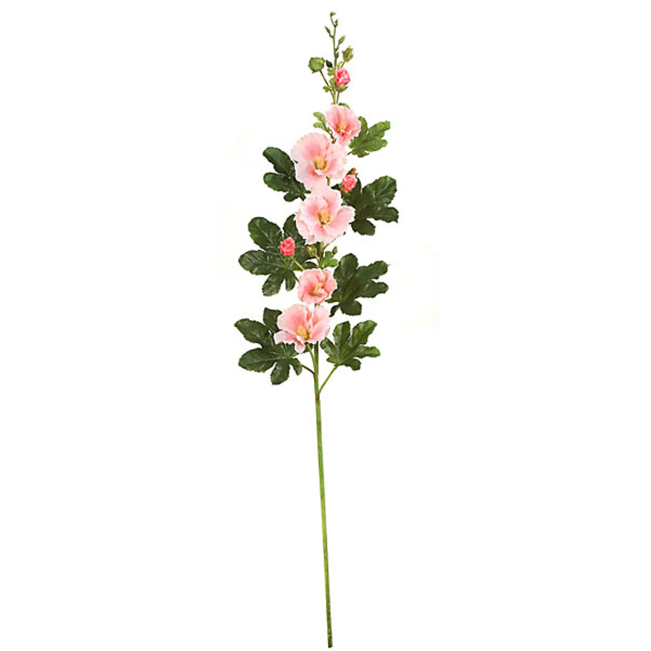 45" Hollyhock Silk Flower Stem -Pink (Pack of 4)