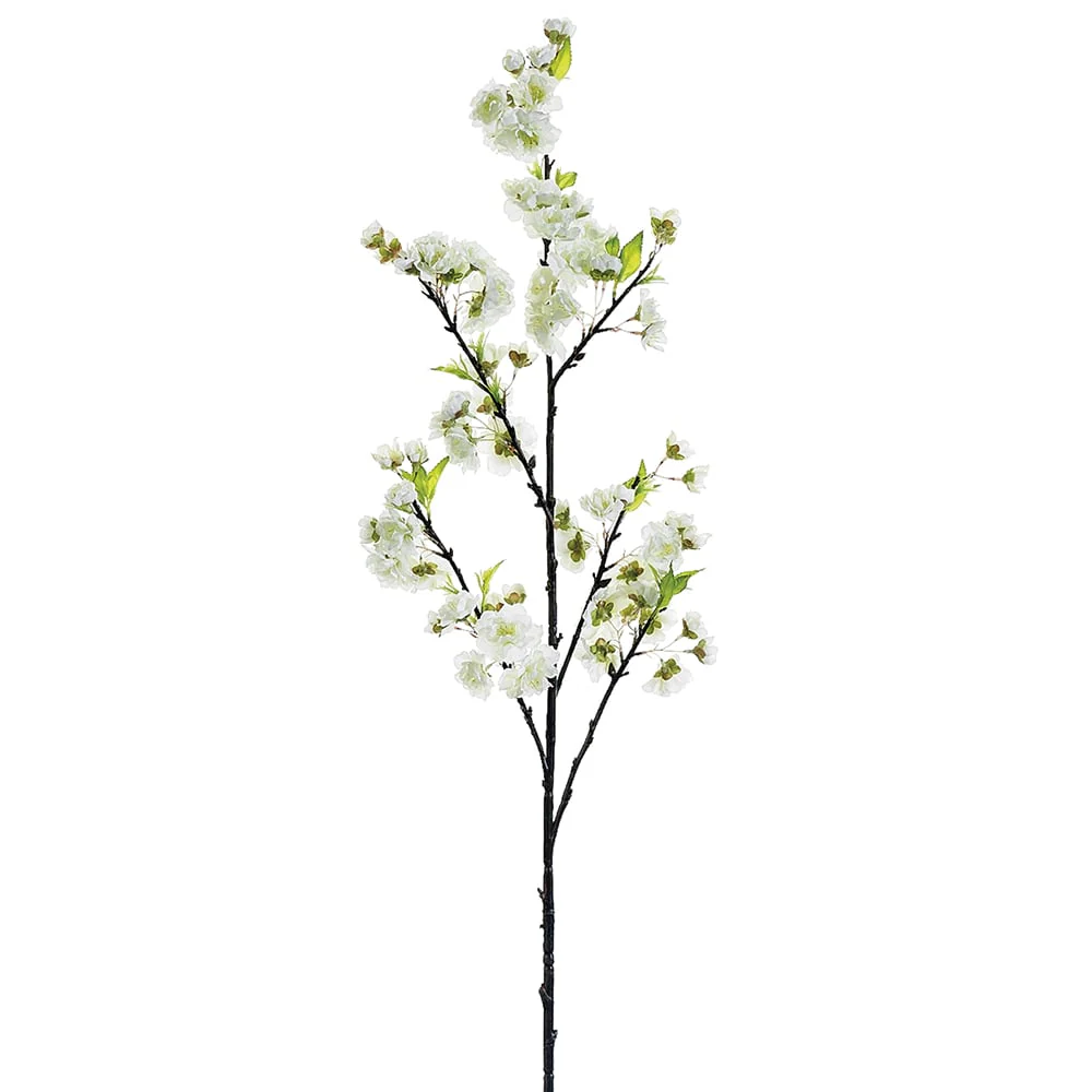 45" Silk Cherry Blossom Flower Spray -White (Pack of 12)
