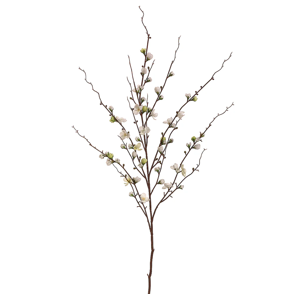 45" Silk Quince Blossom Flower Spray -Cream (Pack of 12)