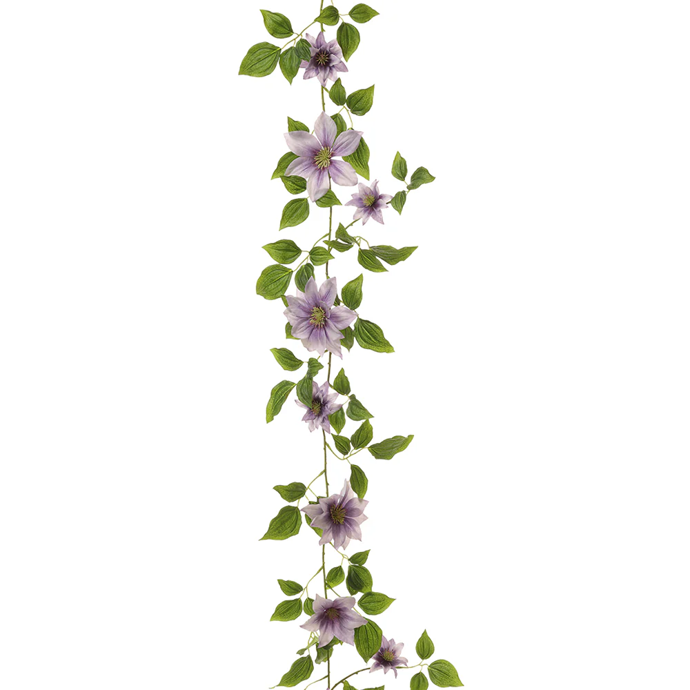 4'6" Clematis Silk Flower Garland -Lavender (Pack of 6)