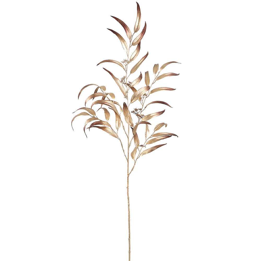 46" Metallic Artificial Eucalyptus Leaf Stem -Copper (Pack of 12)