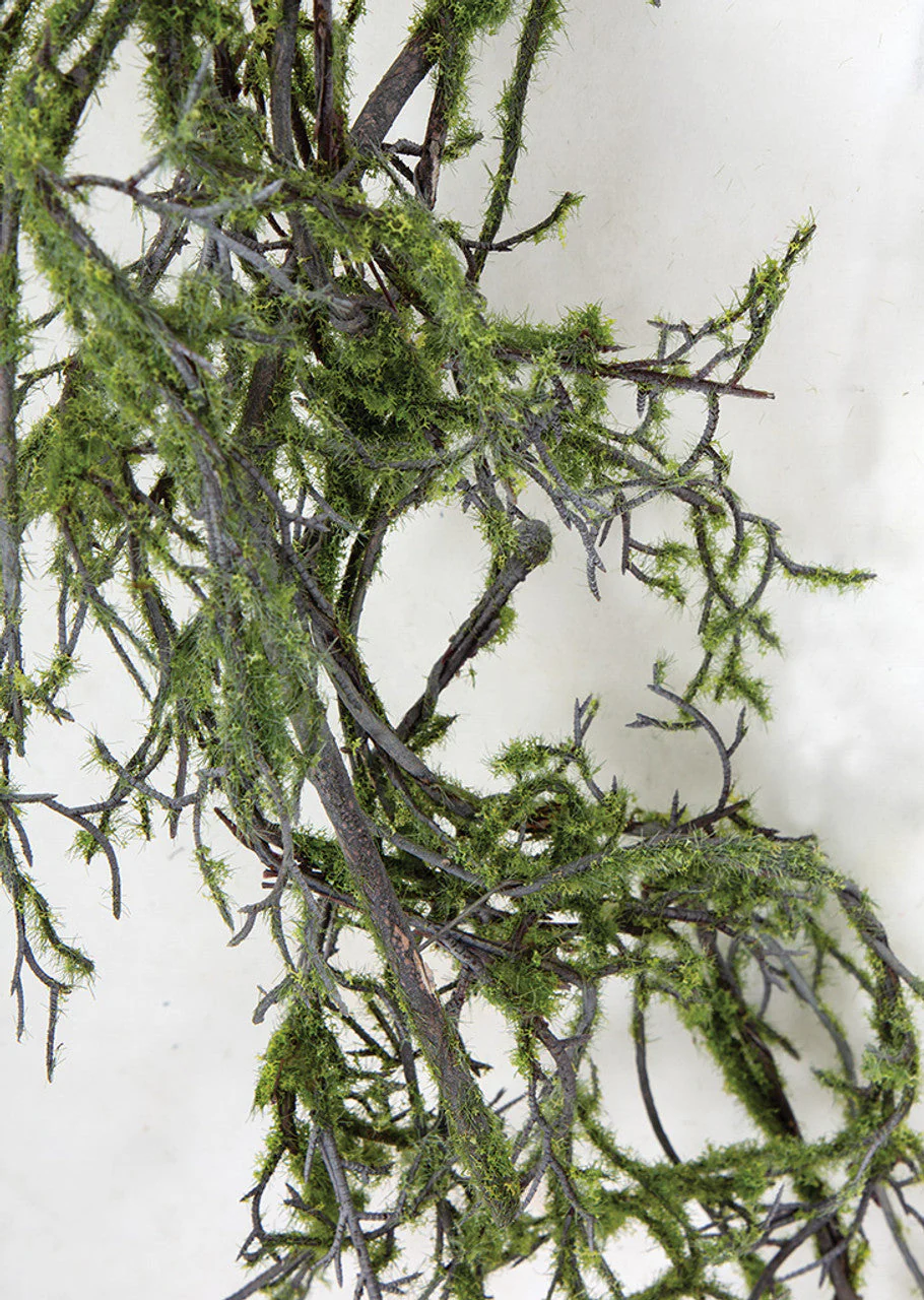 4'6" Moss Covered Twig Artificial Garland -Green (Pack of 6) - Image 2