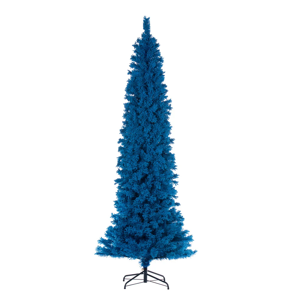 4'6"Hx19"W Flocked Pencil Fir Artificial Christmas Tree, Unlit -Turquoise