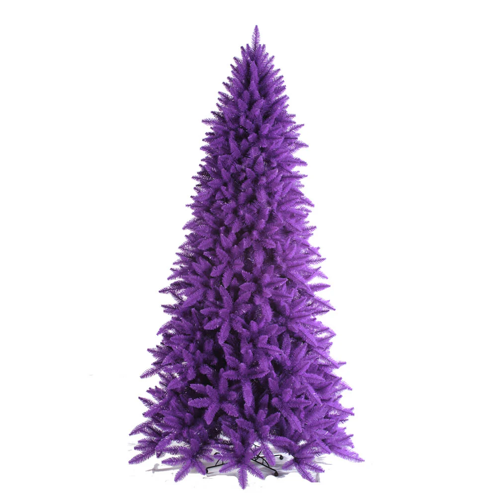 4'6"Hx24"W Flocked Slim Fir Artificial Christmas Tree, Unlit -Purple