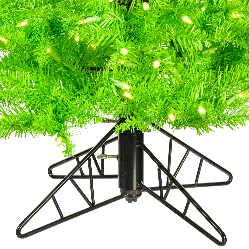 4'6"Hx24"W Slim Fir Artificial Christmas Tree, LED Pre-Lit (Green) -Lime - Image 3