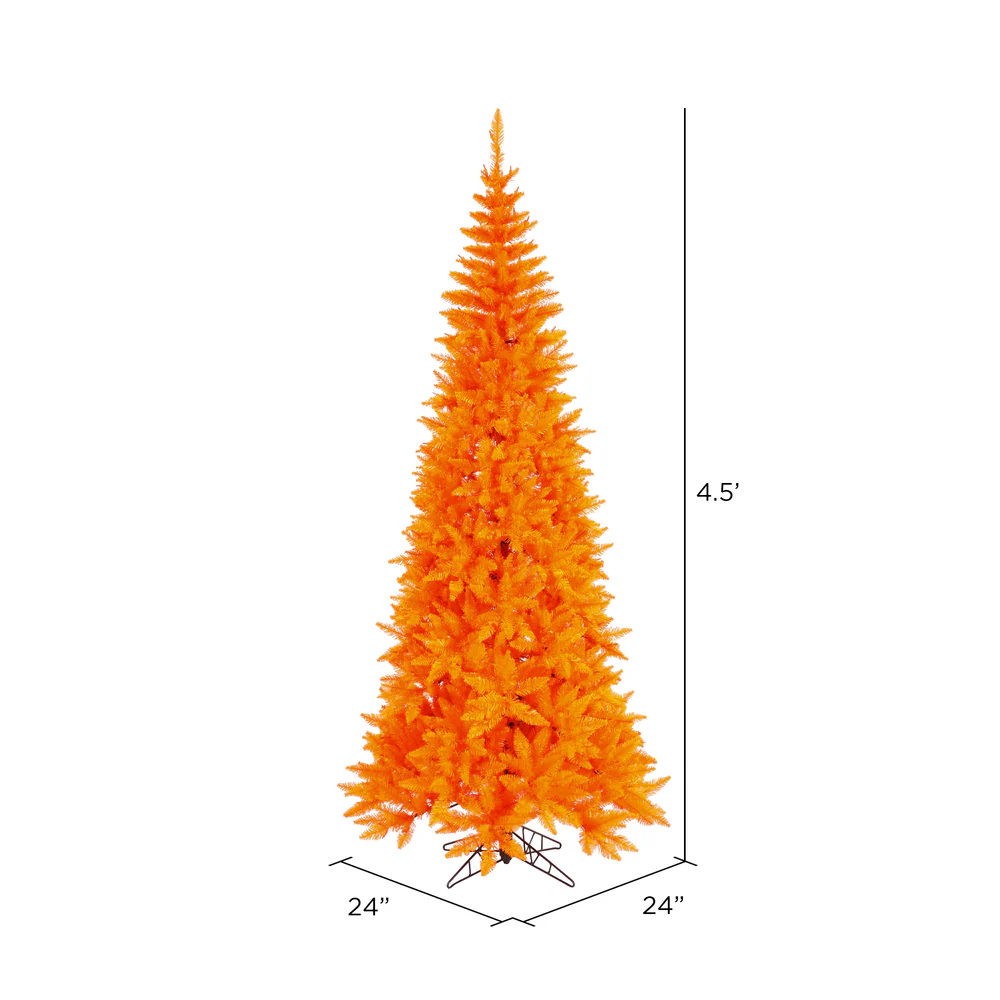 4'6"Hx24"W Slim Fir Artificial Christmas Tree, Unlit -Orange - Image 2