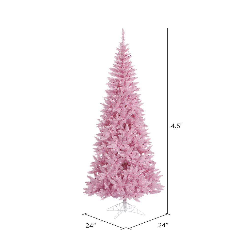 4'6"Hx24"W Slim Fir Artificial Christmas Tree, Unlit -Pink - Image 2