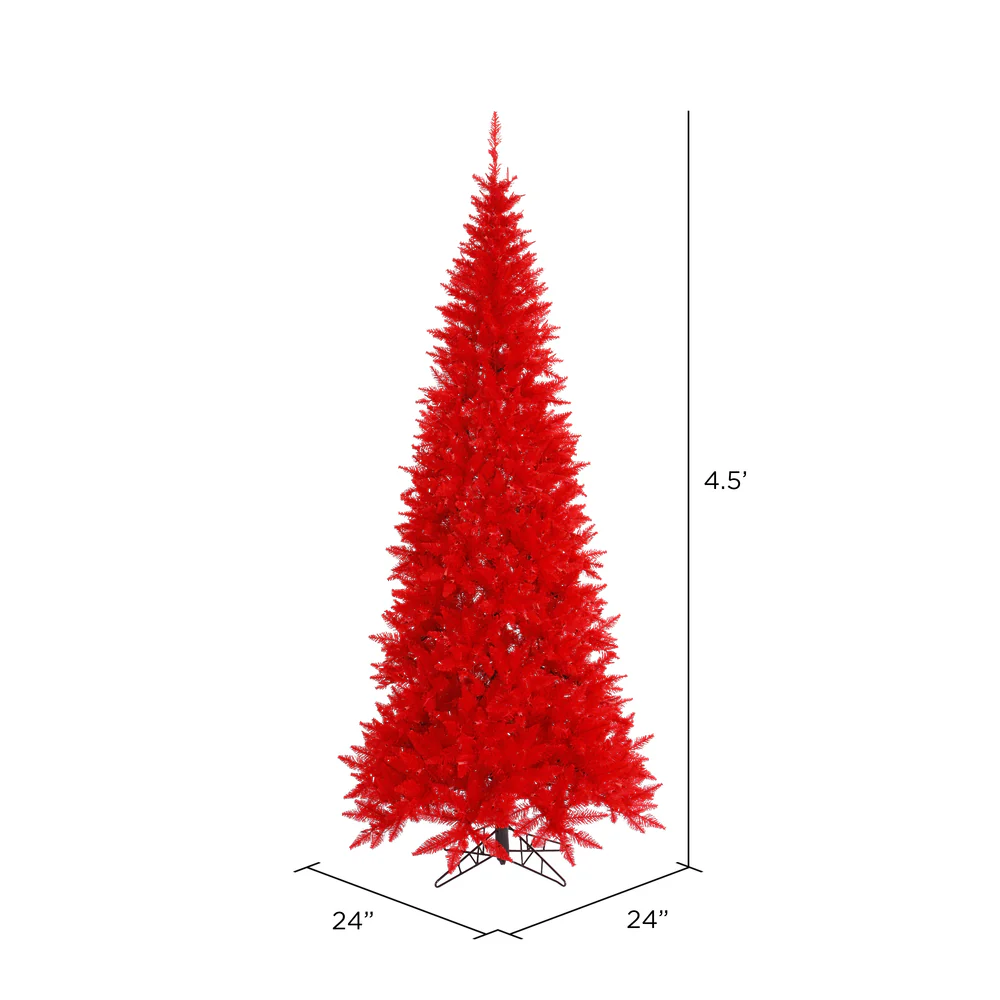 4'6"Hx24"W Slim Fir Artificial Christmas Tree, Unlit -Red - Image 2