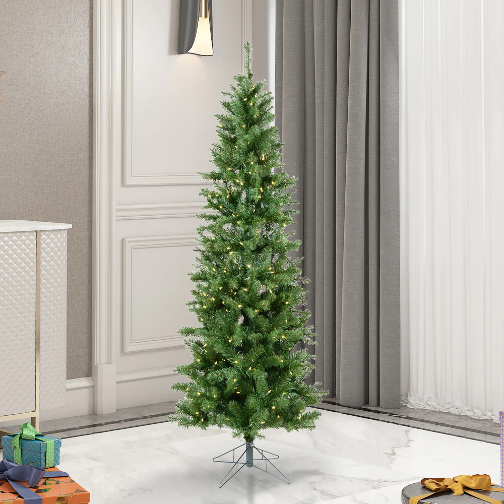 4'6"Hx24"W Slim Salem Pine Artificial Christmas Tree, Micro LED Pre-Lit (Multi-Mode) -Green - Image 8
