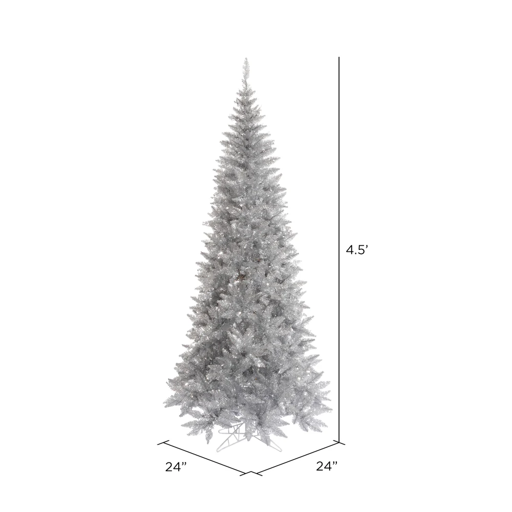 4'6"Hx24"W Tinsel Slim Fir Artificial Christmas Tree, Unlit -Silver - Image 2