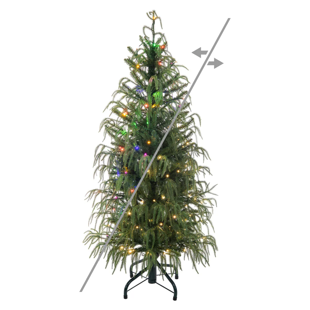 4'6"Hx26"W PE Norfolk Pine Artificial Christmas Tree, Micro LED Pre-Lit (Multi-Mode) -Green