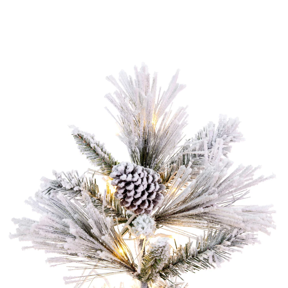 4'6"Hx30"W Flocked Slim Atka Pine Artificial Christmas Tree, Micro LED Pre-Lit (Multi-Mode) -White - Image 2