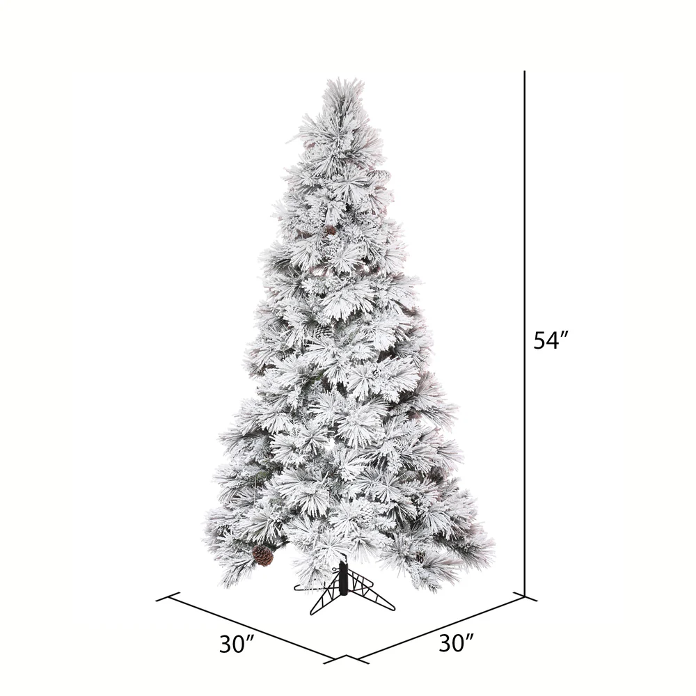 4'6"Hx30"W Flocked Slim Atka Pine Artificial Christmas Tree, Unlit -White - Image 3