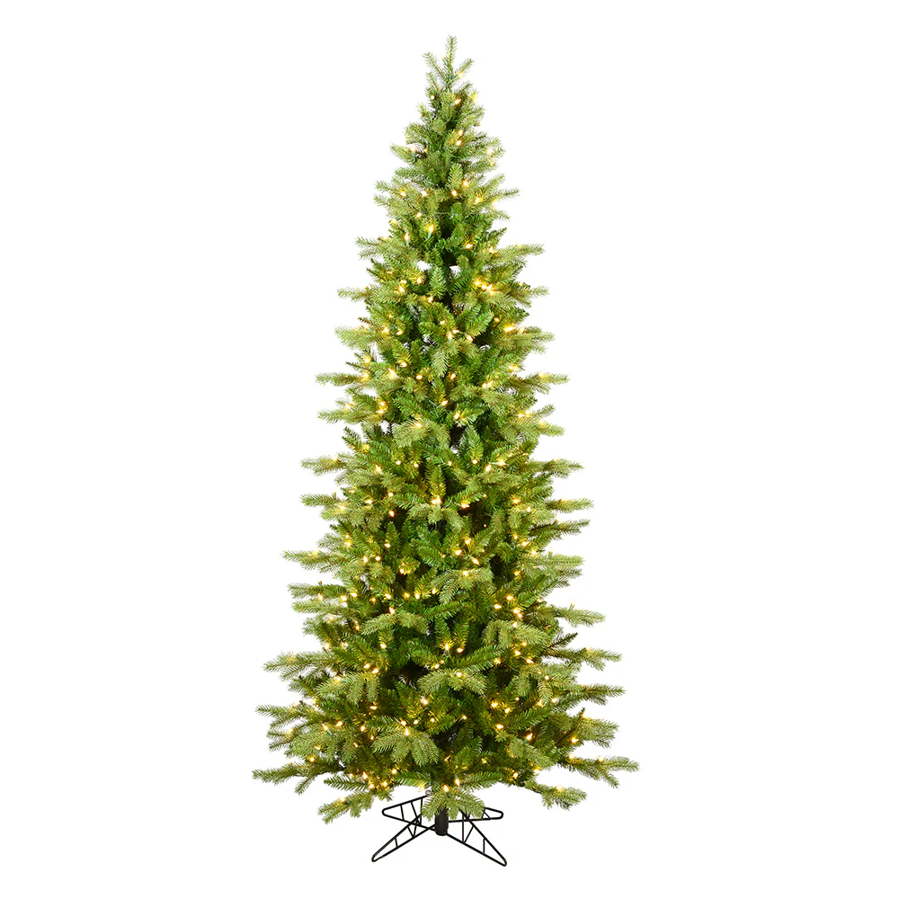 4'6"Hx30"W PE Slim Balsam Spruce Artificial Christmas Tree, LED Pre-Lit -Green