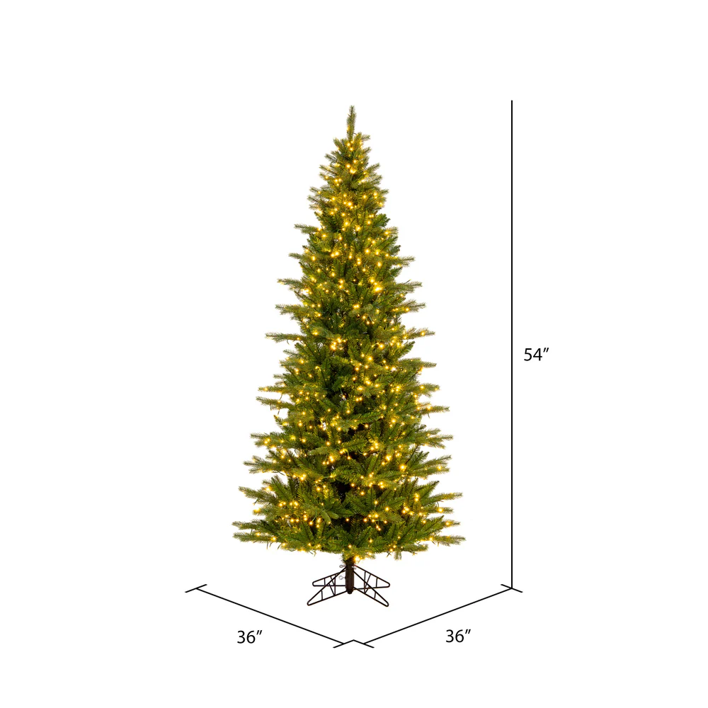 4'6"Hx30"W PE Slim Balsam Spruce Artificial Christmas Tree, Micro LED Pre-Lit (Multi-Mode) -Green - Image 3