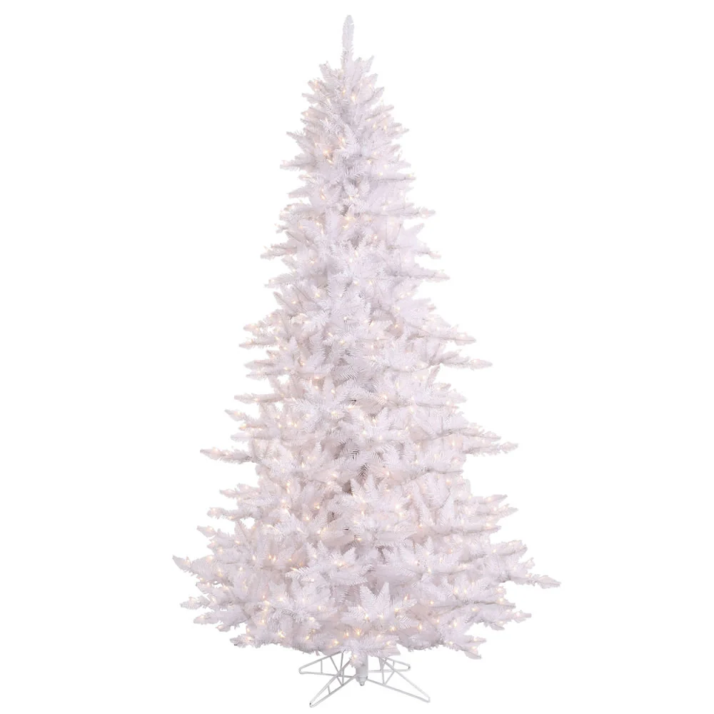 4'6"Hx34"W Fir Artificial Christmas Tree, LED Pre-Lit -White